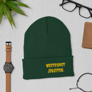 West Coast Jiujitsu Cuffed Beanie Gold