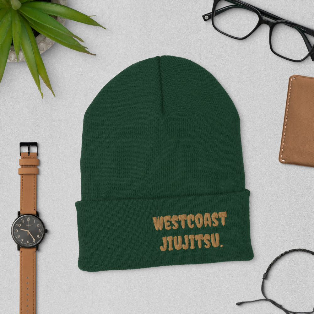 West Coast Jiujitsu Cuffed Beanie Old Gold